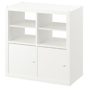 KALLAX Shelving unit, with 2 doors/with 2 shelf inserts white, 77x77 cm