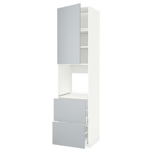 METOD / MAXIMERA High cabinet f oven+door/2 drawers, white/veddinge grey, 60x60x240 cm