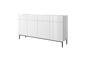 Cabinet with 4 Doors & 4 Drawers Nicole 200cm, matt white, black legs