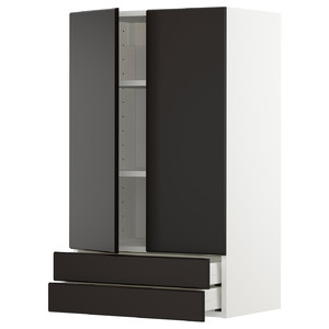 METOD / MAXIMERA Wall cabinet w 2 doors/2 drawers, white/Kungsbacka anthracite, 60x100 cm