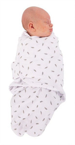 Bo Jungle B-Wrap Baby Wrapping Blanket Grey Feathers Small 0-4m