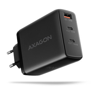 AXAGON Wall Charger EU Plug ACU-DPQ100 GaN 3xport 100W, black