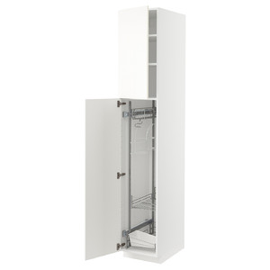 METOD High cabinet with cleaning interior, white/Vallstena white, 40x60x220 cm