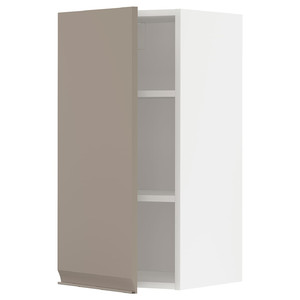 METOD Wall cabinet with shelves, white/Upplöv matt dark beige, 40x80 cm