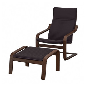 POÄNG Armchair and footstool, brown/Knisa black