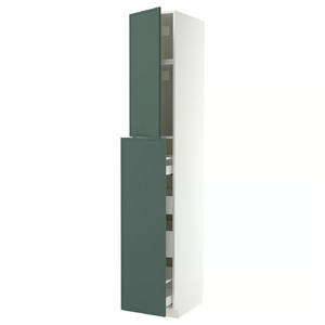 METOD/MAXIMERA Hc w p-o func 1dr/4drw, white/Aspudden dark grey-green, 40x60x240 cm