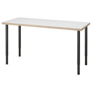 LAGKAPTEN / OLOV Desk, white anthracite/black, 140x60 cm