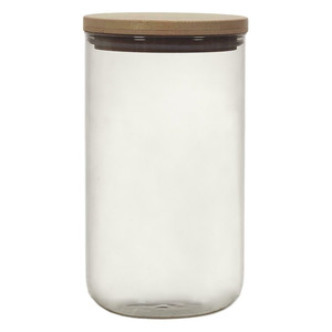 Elegant Glass Storage Jar with Bamboo Lid 1l, grey