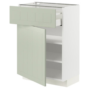 METOD / MAXIMERA Base cabinet with drawer/door, white/Stensund light green, 60x37 cm