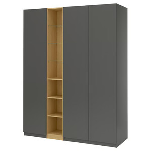 PAX / FORSAND Wardrobe combination, dark grey dark grey/oak effect, 185x60x236 cm