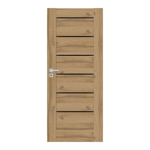Non-rebated Internal Door Toreno 80, right, grandson oak with black glass
