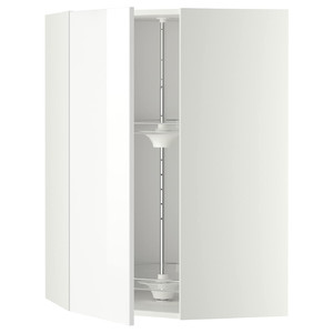METOD Corner wall cabinet with carousel, white, Ringhult white, 68x100 cm