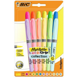 BIC Highlighter Grip Pastel & Intense Colours 12pcs