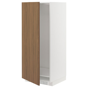 METOD High cabinet for fridge/freezer, white/Tistorp brown walnut effect, 60x60x140 cm