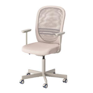 FLINTAN Office chair with armrests, beige