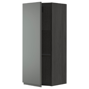 METOD Wall cabinet with shelves, black/Voxtorp dark grey, 40x100 cm