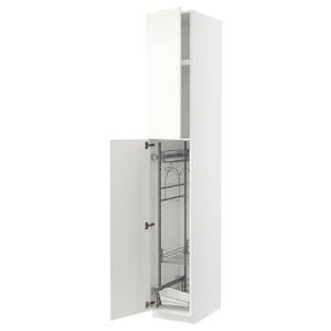 METOD High cabinet with cleaning interior, white/Vallstena white, 40x60x240 cm