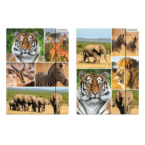Folder with Elastic Band A4 Wild Animals 10-pack, assorted patterns