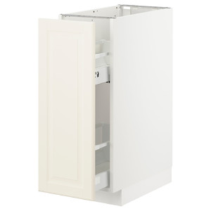 METOD Base cabinet/pull-out int fittings, white/Bodbyn off-white, 30x60 cm