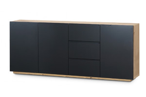 Cabinet with 3 Doors & 3 Drawers Loftia, artisan/matt black