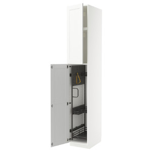 METOD High cabinet with cleaning interior, white Enköping/white wood effect, 40x60x240 cm