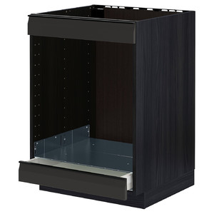 METOD / MAXIMERA Base cab for hob+oven w drawer, black/Upplöv matt anthracite, 60x60 cm