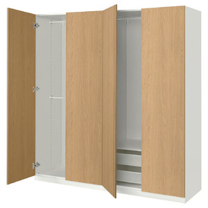 PAX / STORKLINTA Wardrobe combination, white/oak effect, 200x60x201 cm