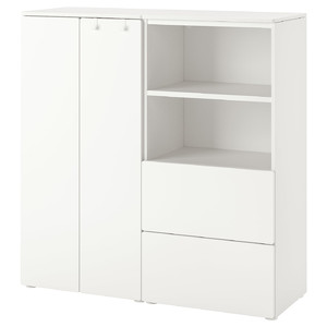 SMÅSTAD / PLATSA Storage combination, white/white, 120x42x123 cm