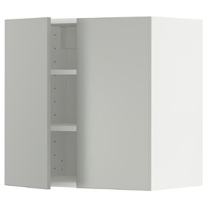 METOD Wall cabinet with shelves/2 doors, white/Havstorp light grey, 60x60 cm
