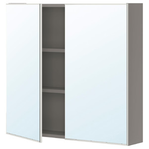 ENHET Mirror cabinet with 2 doors, grey, 80x15x75 cm