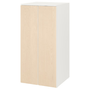 SMÅSTAD / PLATSA Wardrobe, white birch/with 3 shelves, 60x57x123 cm