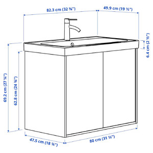 HAVBÄCK / ORRSJÖN Wash-stnd w doors/wash-basin/tap, beige, 82x49x69 cm