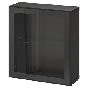 BESTÅ Shelf unit with glass door, black-brown, Glassvik black/clear glass, 60x20x64 cm