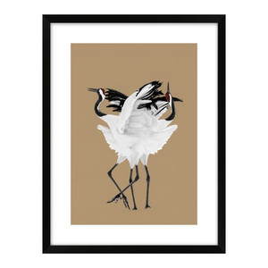 Picture Cranes Beige 30 x 40 cm