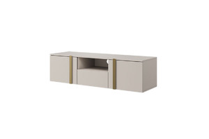 Wall-Mounted TV Cabinet Verica 150 cm, cashmere/gold handles