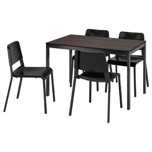 VANGSTA / TEODORES Table and 4 chairs, black dark brown/black, 120/180 cm