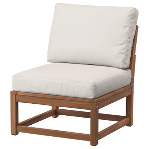 NÄMMARÖ Easy chair, outdoor, light brown stained/Frösön/Duvholmen beige