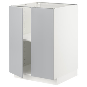 METOD Base cabinet with shelves/2 doors, white/Veddinge grey, 60x60 cm