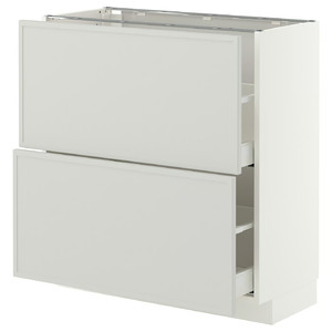 METOD/MAXIMERA Base cabinet with 2 drawers, white/Aspudden light grey, 80x37 cm