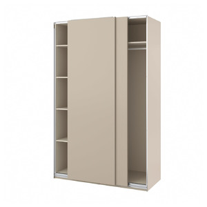 PAX / HASVIK Wardrobe with sliding doors, grey-beige/grey-beige, 150x66x236 cm