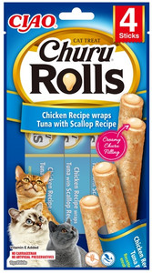 Inaba Ciao Cat Churu Roll Chicken Recipe Wraps Tuna with Scallop Recipe 40g