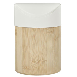 Mini Bamboo Wood Bin, white