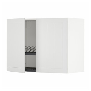 METOD Wall cabinet w dish drainer/2 doors, white/Stensund white, 80x60 cm