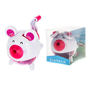 Starpak Plastic Sharpener with Hand Crank Mouse, pink