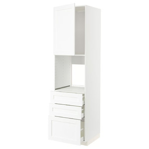 METOD / MAXIMERA High cab f oven w door/3 drawers, white Enköping/white wood effect, 60x60x220 cm