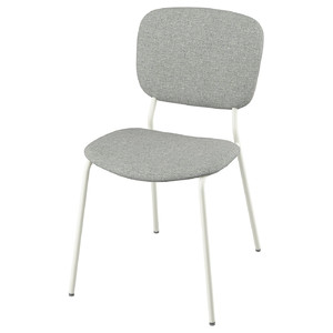 VIHALS Chair, white/Tibbleby beige-grey