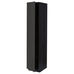 METOD High cabinet with shelves, black/Nickebo matt anthracite, 40x60x200 cm