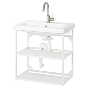 ENHET / TVÄLLEN Open wash-stand with 2 shelves, white, 64x43x65 cm