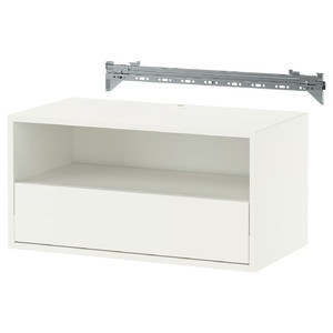 EKET Wall mounted media shelf w rail, white, 70x35x35 cm