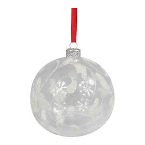 Christmas Bauble 8 cm, transparent-white